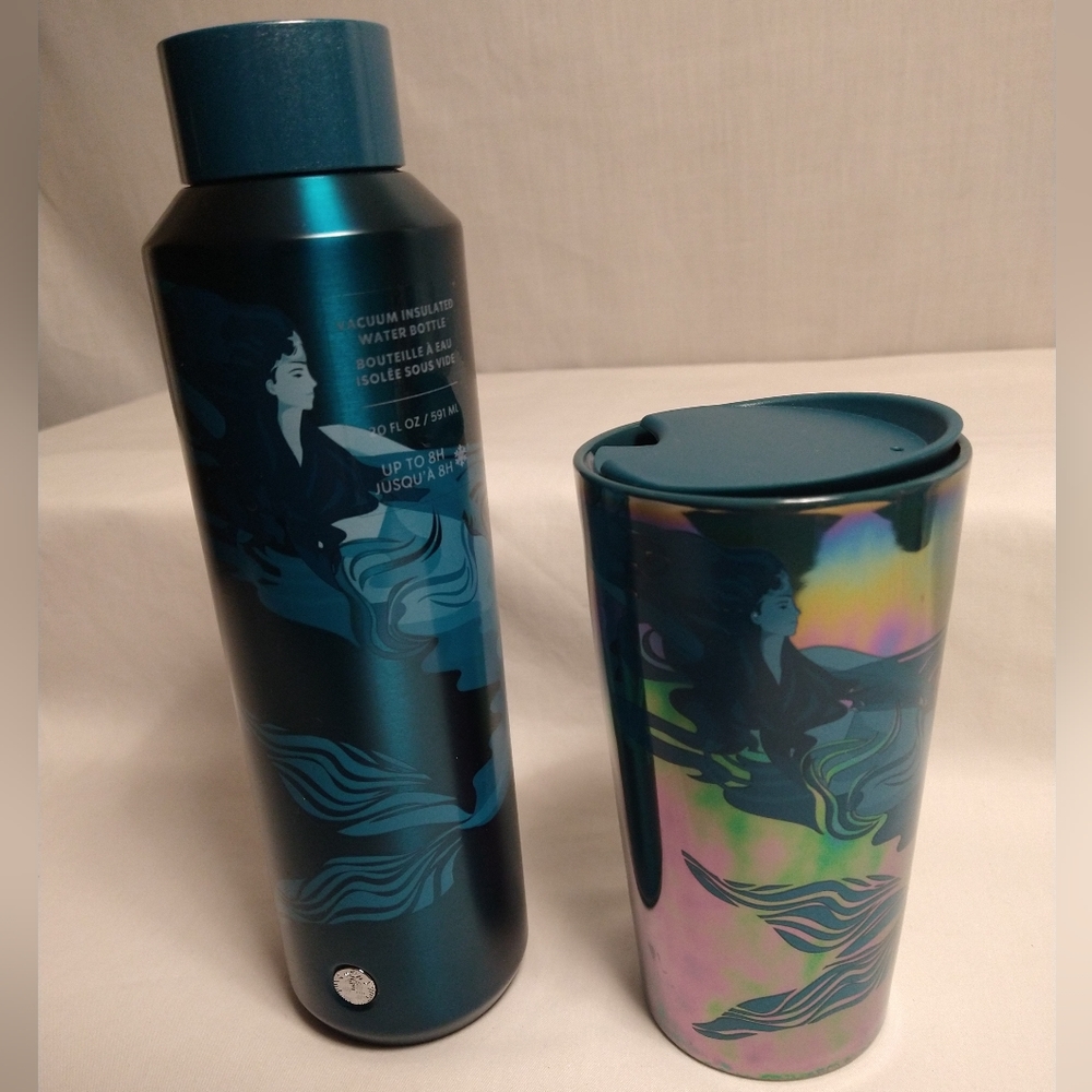 AUTHENTIC STARBUCKS TEAL MERMAID CERAMIC HOT/COLD CUP - ONLY (NWT)